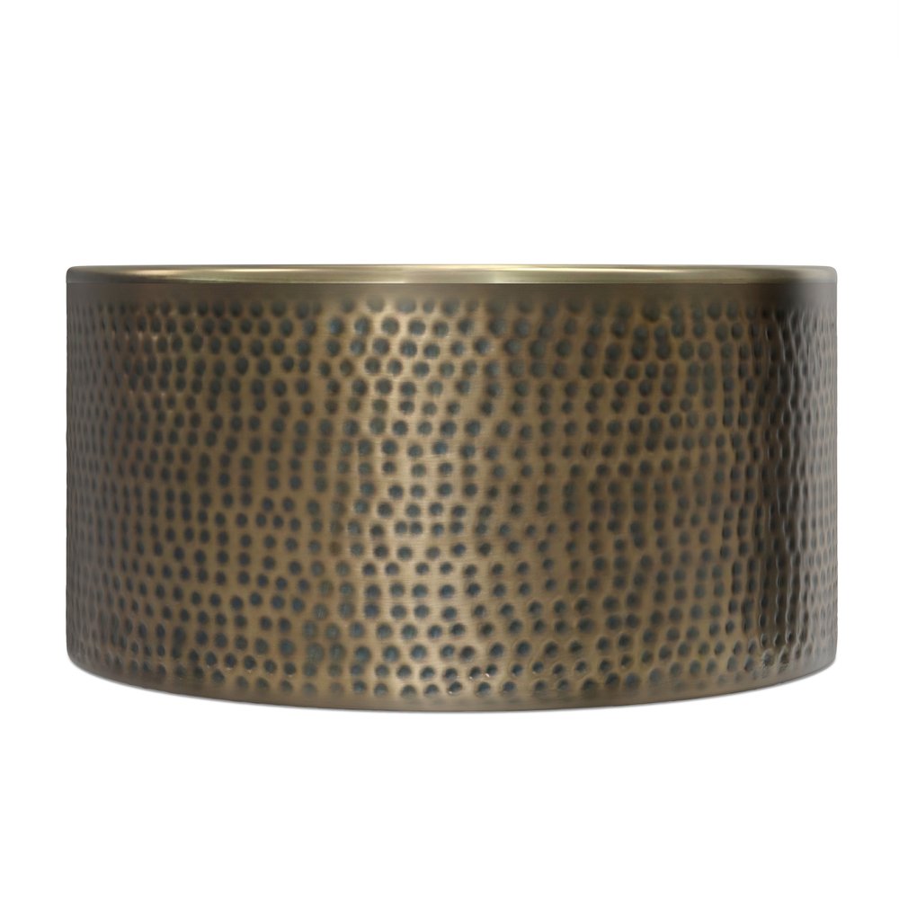 32" Antiqued Gold Iron Round Solid Coffee Table HomeRoots