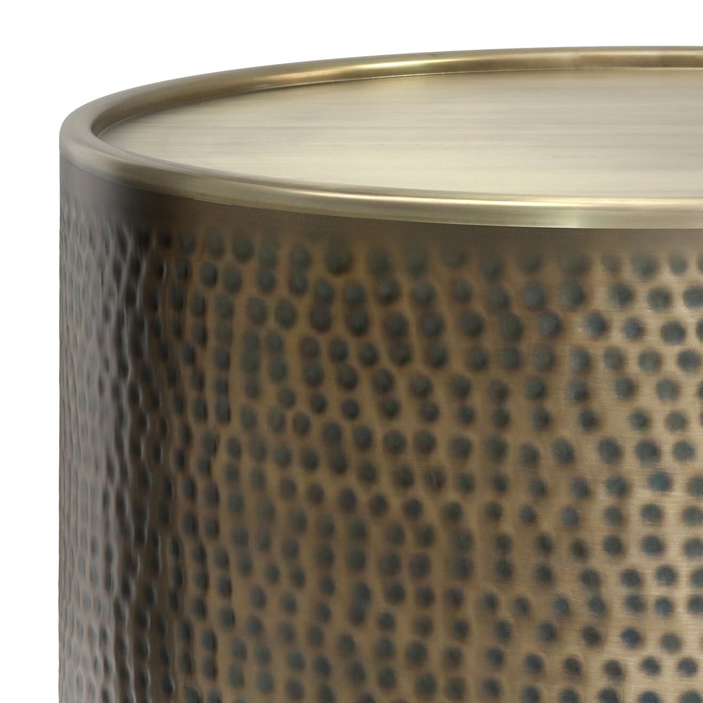 32" Antiqued Gold Iron Round Solid Coffee Table HomeRoots