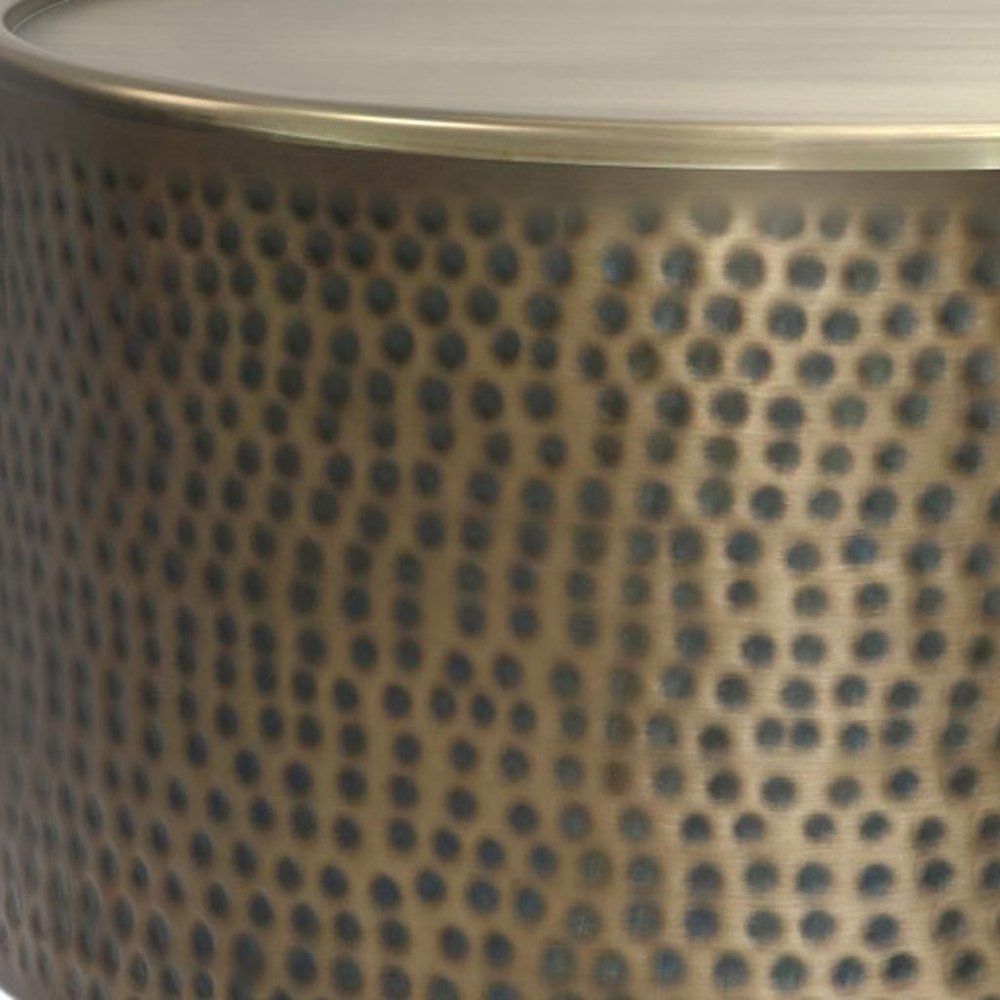 32" Antiqued Gold Iron Round Solid Coffee Table HomeRoots