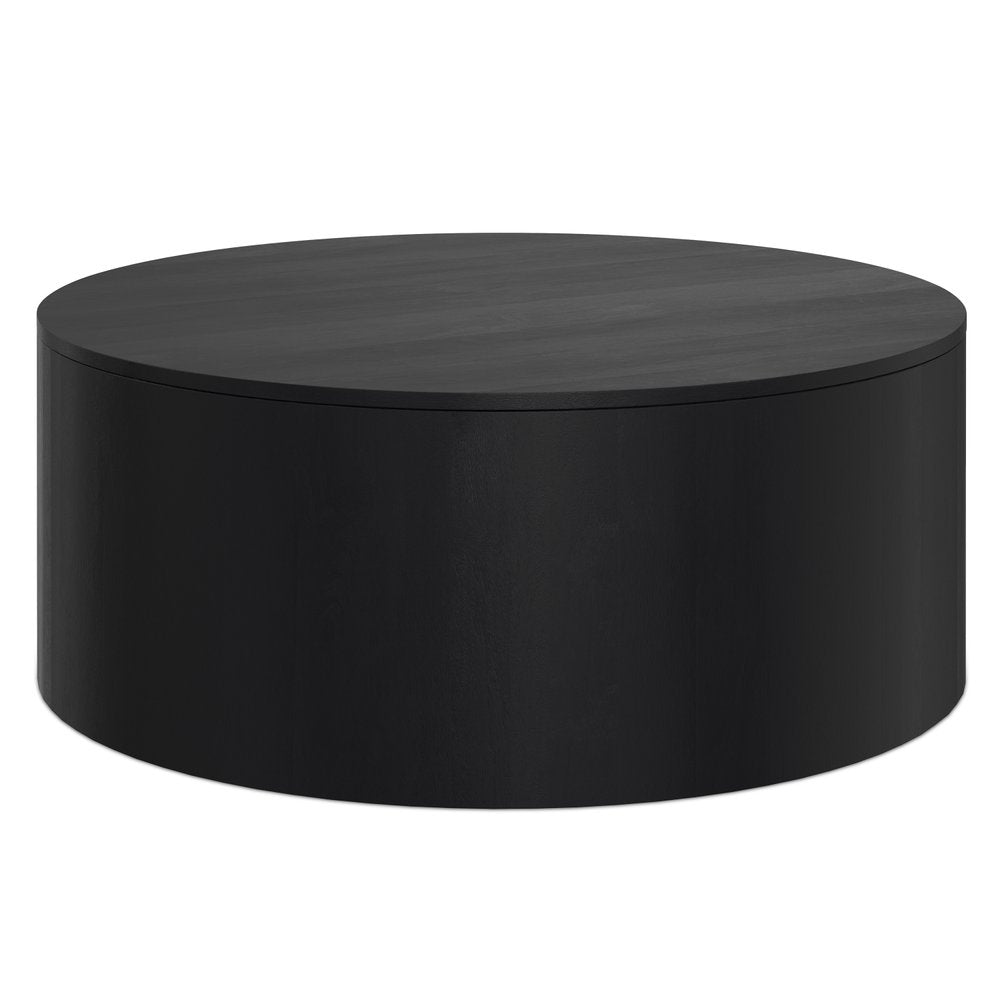 36" Black Solid Wood Round Solid Coffee Table HomeRoots