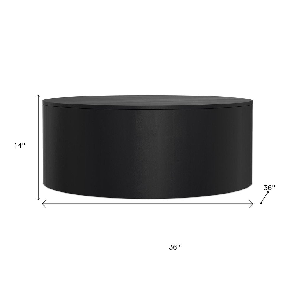 36" Black Solid Wood Round Solid Coffee Table HomeRoots