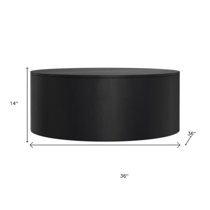 36" Black Solid Wood Round Solid Coffee Table HomeRoots