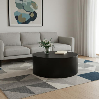 36" Black Solid Wood Round Solid Coffee Table HomeRoots