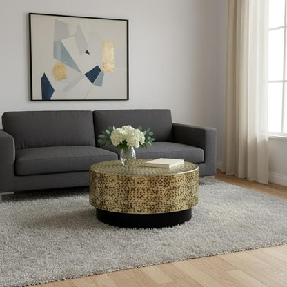 30" Black Iron Round Solid Coffee Table HomeRoots