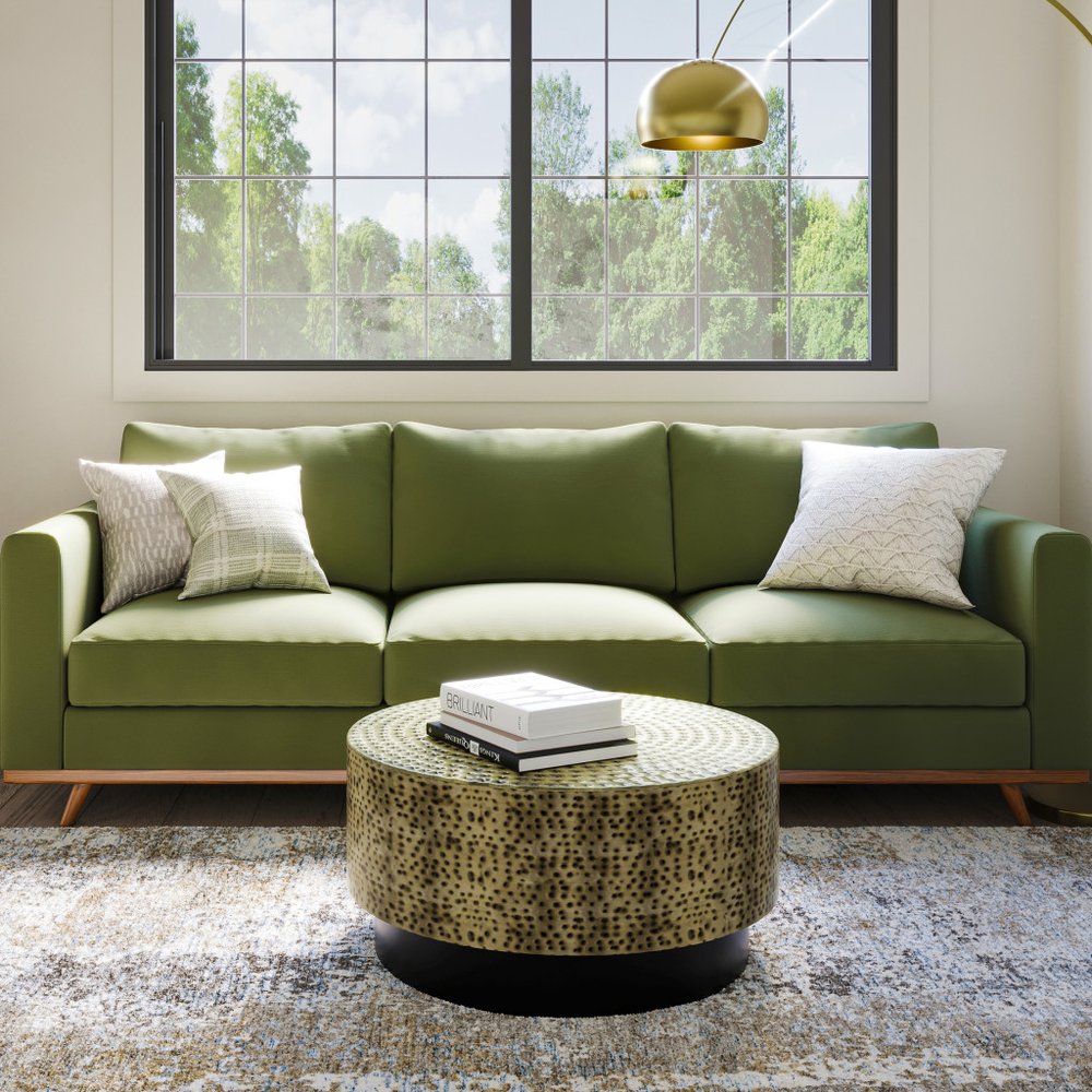 30" Black Iron Round Solid Coffee Table HomeRoots