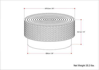 30" Black Iron Round Solid Coffee Table HomeRoots