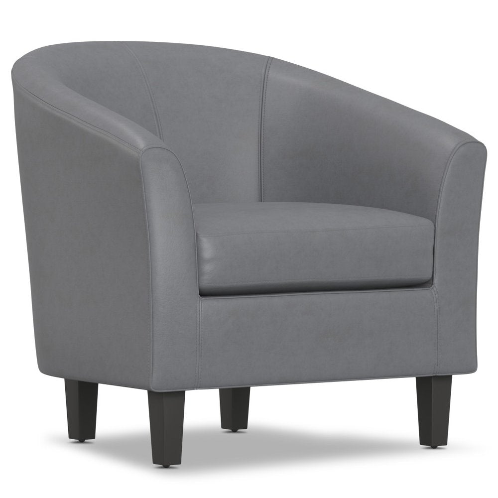 30" Gray and Dark Brown Leather Arm Chair HomeRoots