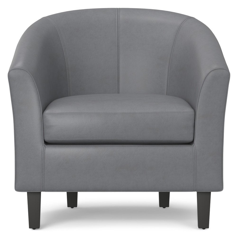 30" Gray and Dark Brown Leather Arm Chair HomeRoots