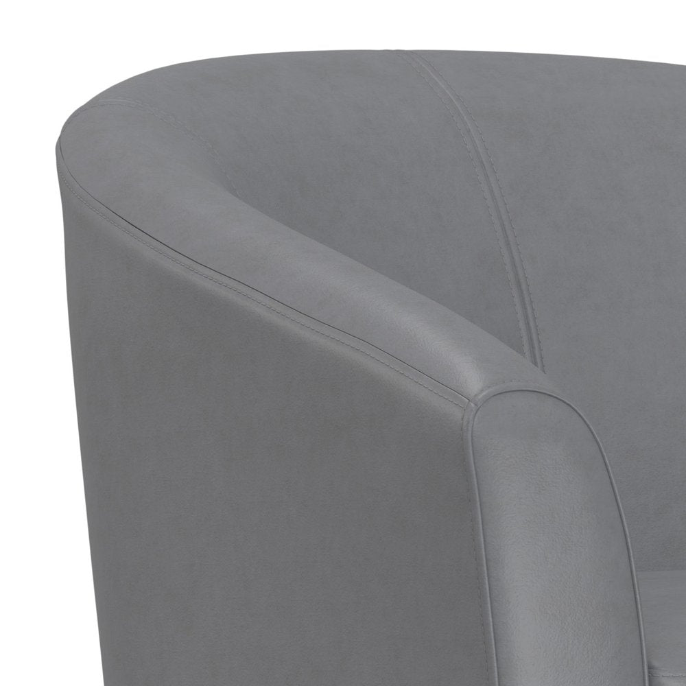 30" Gray and Dark Brown Leather Arm Chair HomeRoots