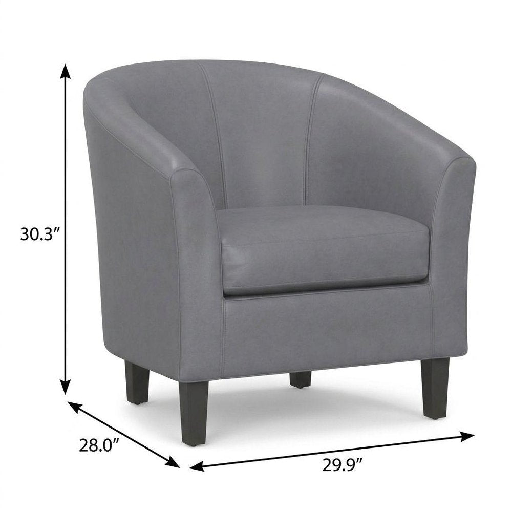 30" Gray and Dark Brown Leather Arm Chair HomeRoots