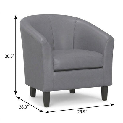 30" Gray and Dark Brown Leather Arm Chair HomeRoots