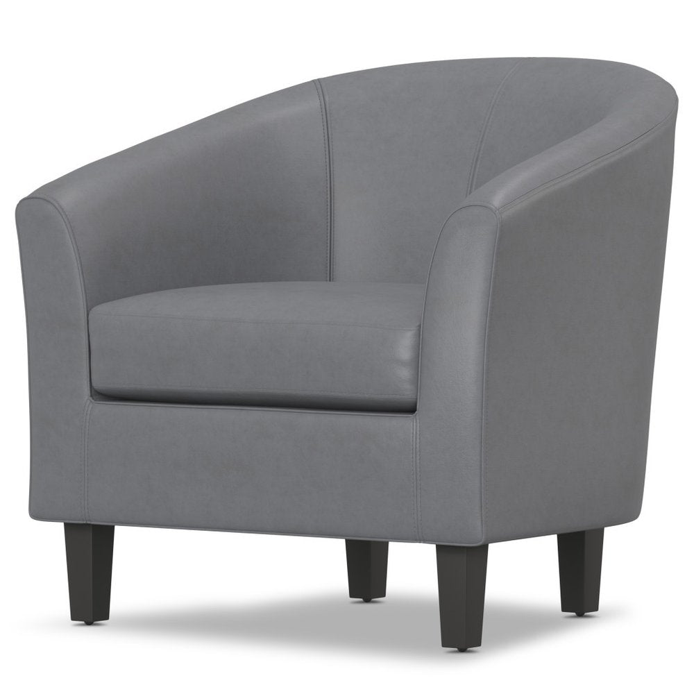 30" Gray and Dark Brown Leather Arm Chair HomeRoots