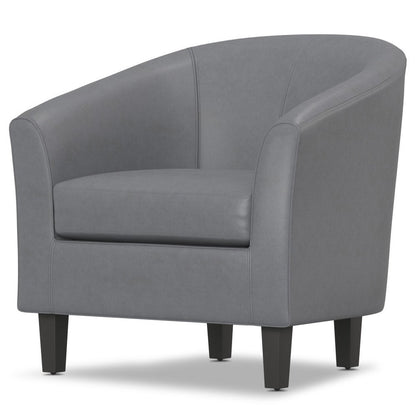 30" Gray and Dark Brown Leather Arm Chair HomeRoots