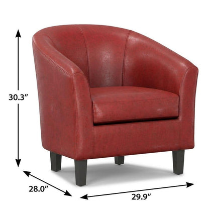 30" Red and Dark Brown Leather Arm Chair HomeRoots