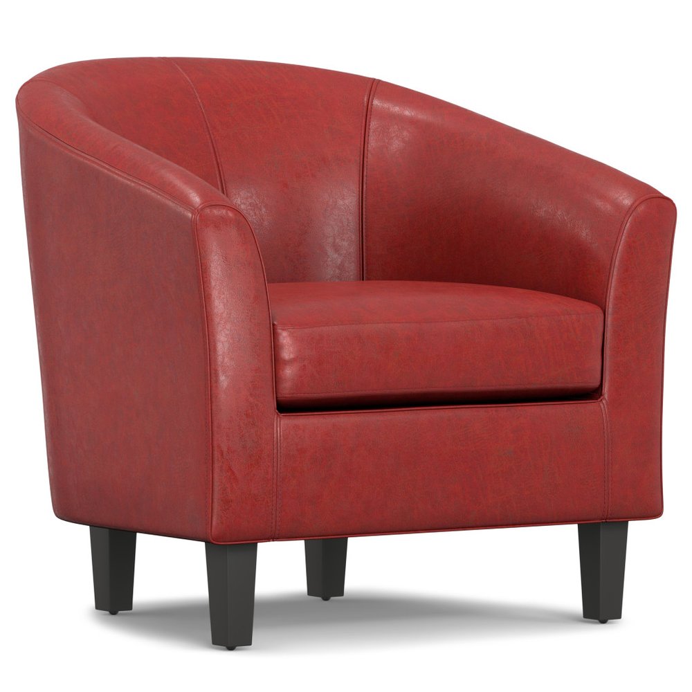 30" Red and Dark Brown Leather Arm Chair HomeRoots