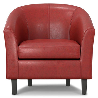 30" Red and Dark Brown Leather Arm Chair HomeRoots
