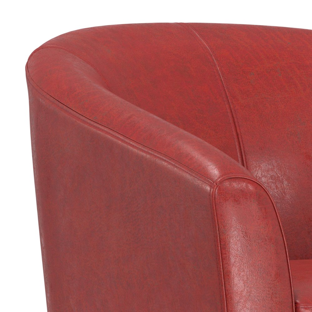 30" Red and Dark Brown Leather Arm Chair HomeRoots