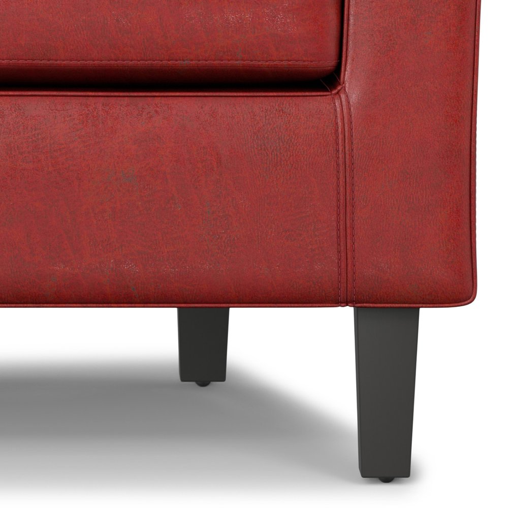 30" Red and Dark Brown Leather Arm Chair HomeRoots