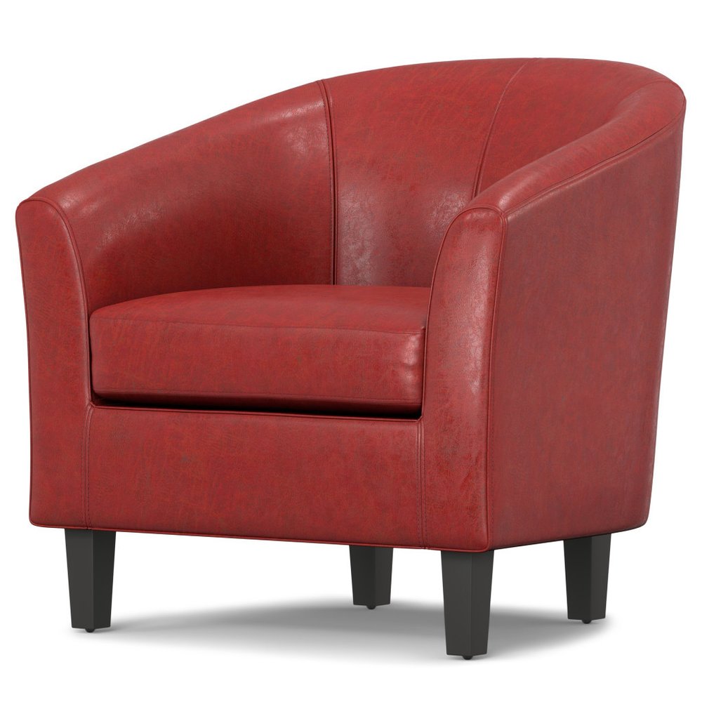 30" Red and Dark Brown Leather Arm Chair HomeRoots