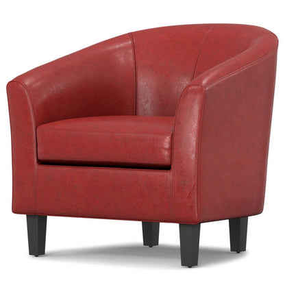 30" Red and Dark Brown Leather Arm Chair HomeRoots