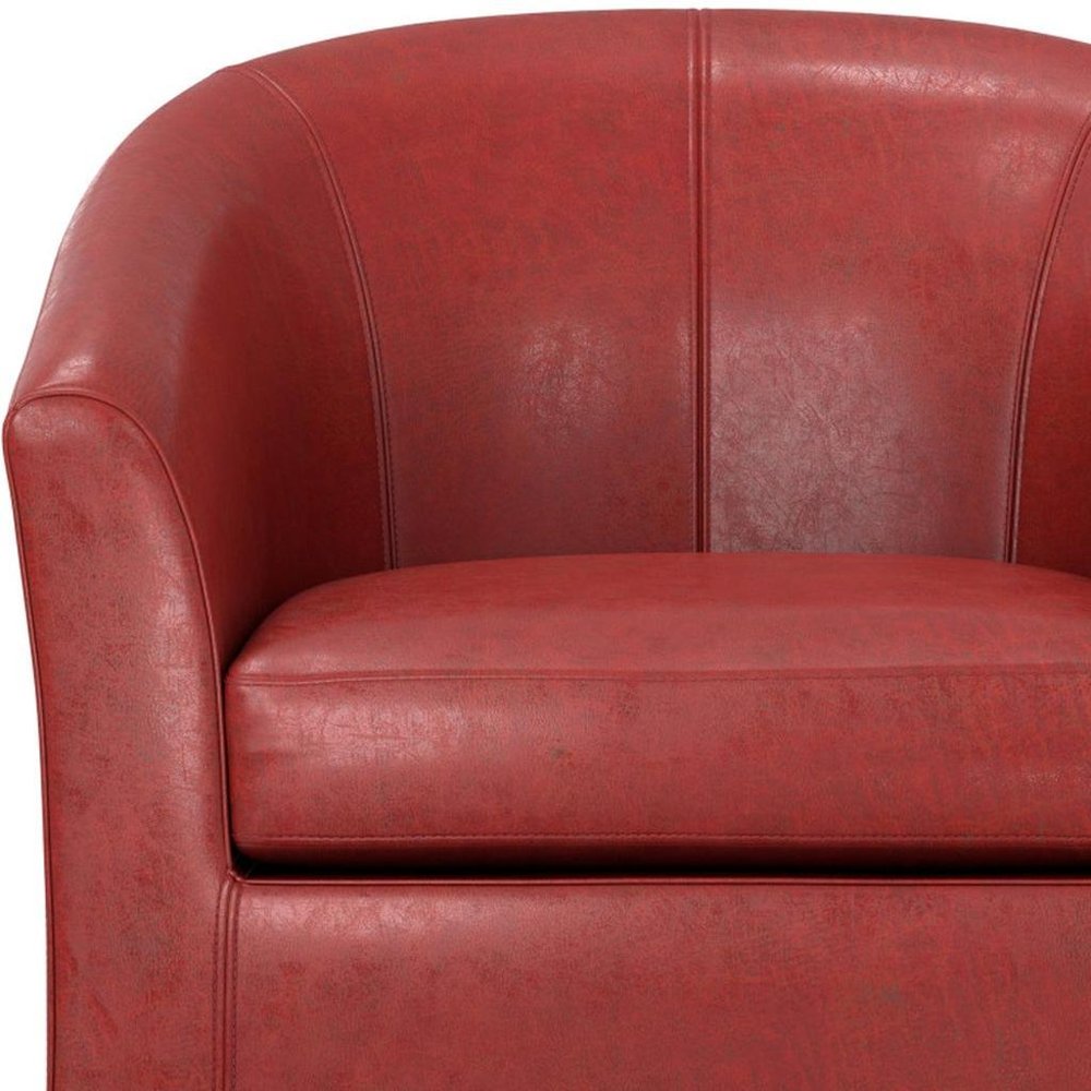 30" Red and Dark Brown Leather Arm Chair HomeRoots