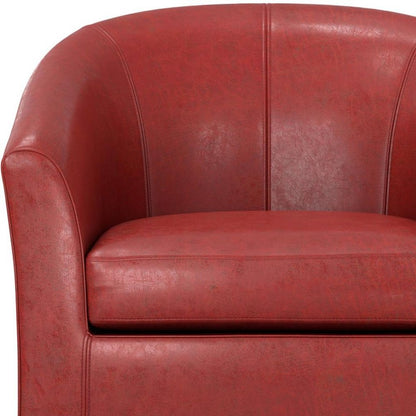 30" Red and Dark Brown Leather Arm Chair HomeRoots