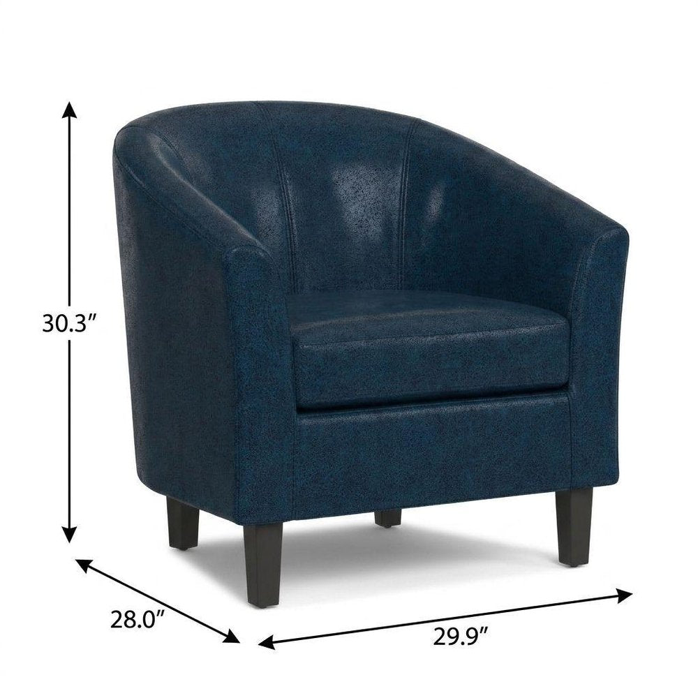 30" Blue and Dark Brown Leather Arm Chair HomeRoots