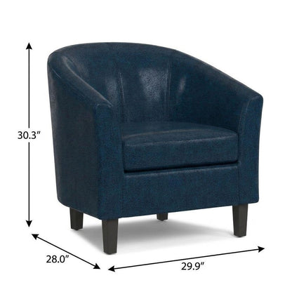 30" Blue and Dark Brown Leather Arm Chair HomeRoots