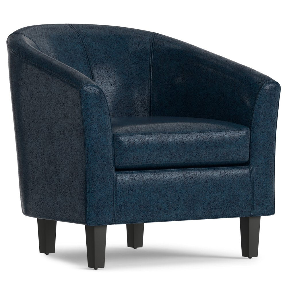 30" Blue and Dark Brown Leather Arm Chair HomeRoots
