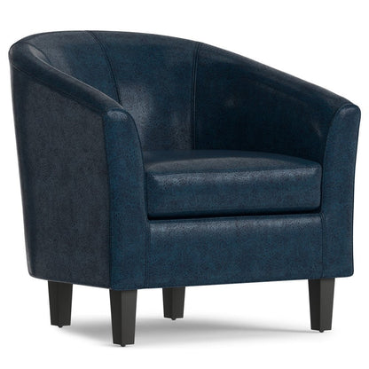 30" Blue and Dark Brown Leather Arm Chair HomeRoots