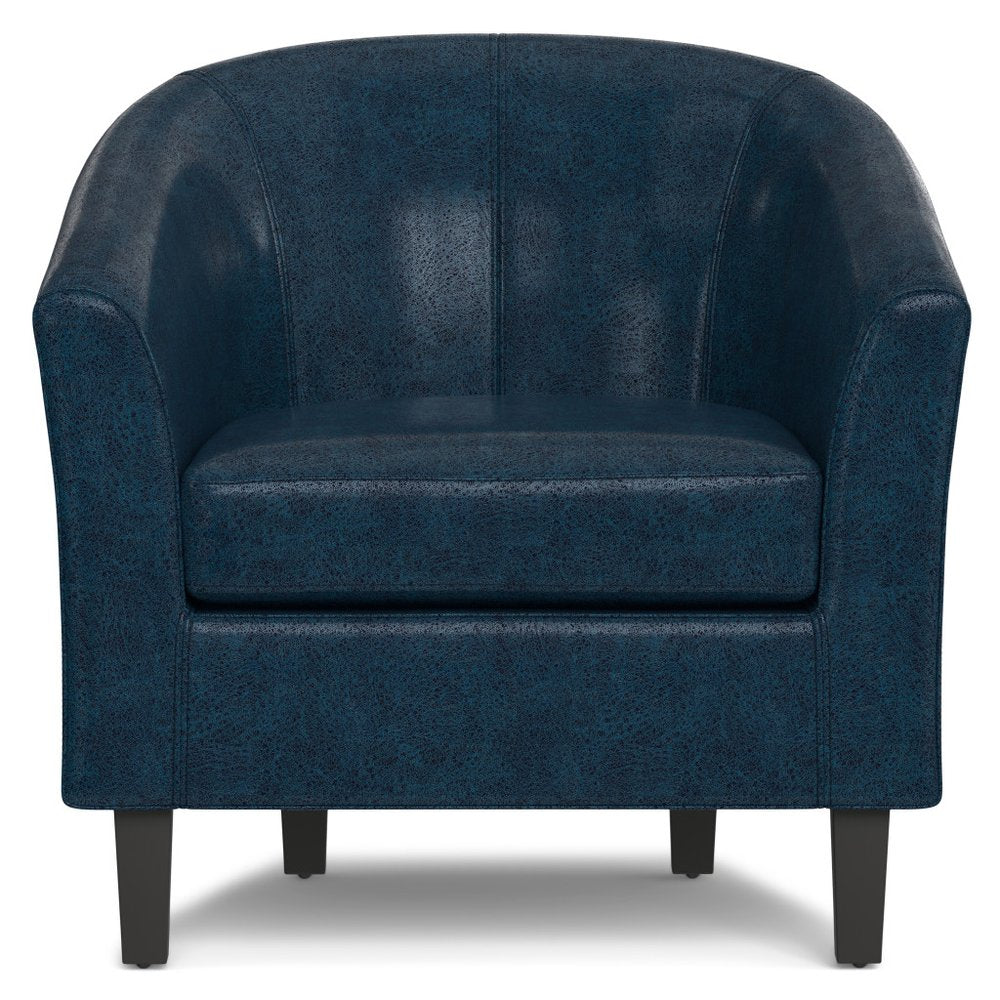 30" Blue and Dark Brown Leather Arm Chair HomeRoots