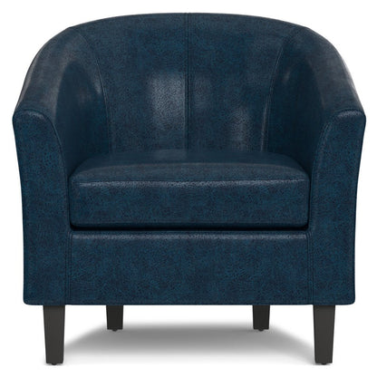 30" Blue and Dark Brown Leather Arm Chair HomeRoots