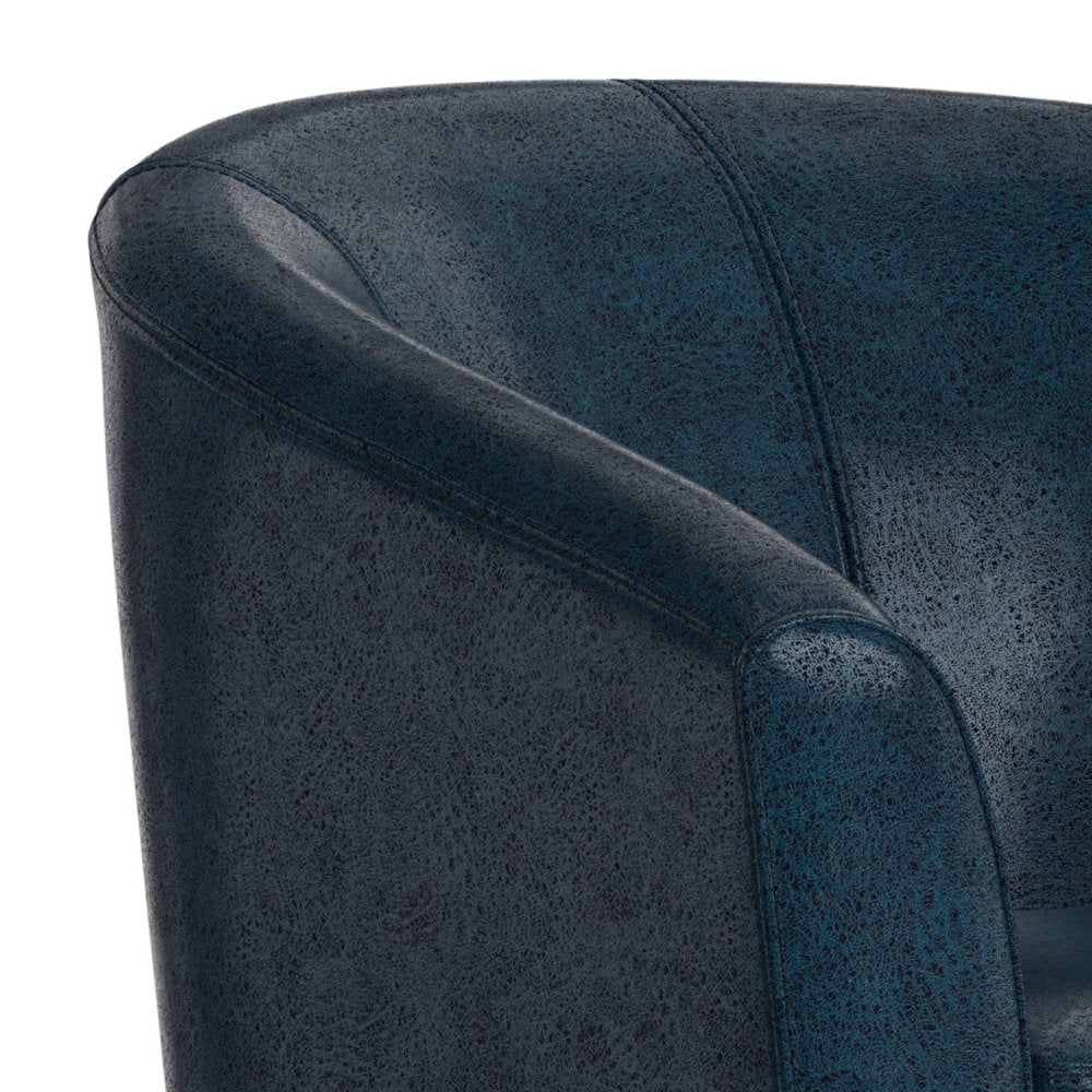30" Blue and Dark Brown Leather Arm Chair HomeRoots