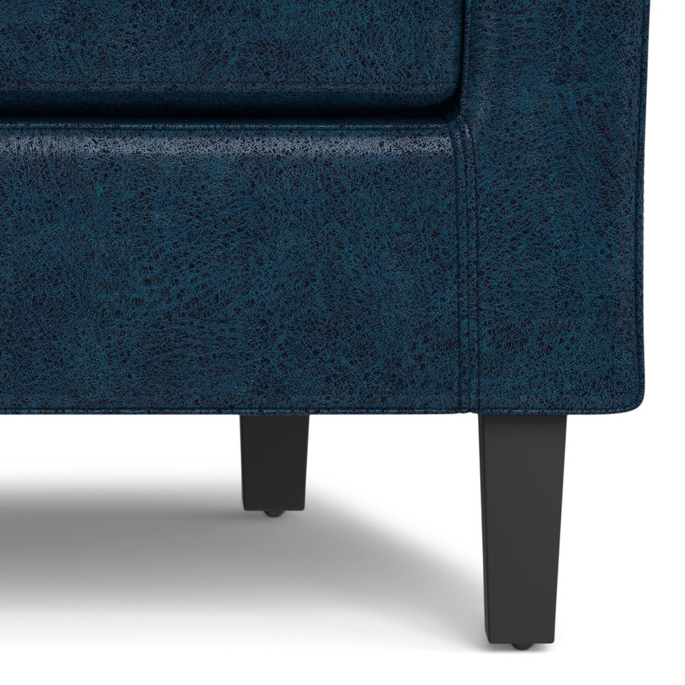 30" Blue and Dark Brown Leather Arm Chair HomeRoots