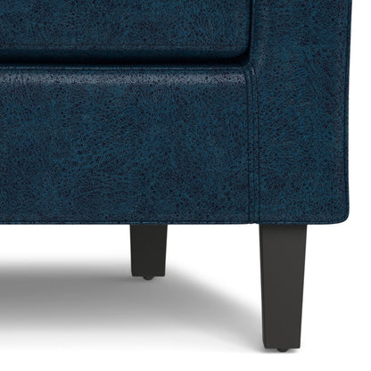 30" Blue and Dark Brown Leather Arm Chair HomeRoots