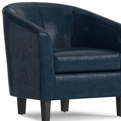 30" Blue and Dark Brown Leather Arm Chair HomeRoots