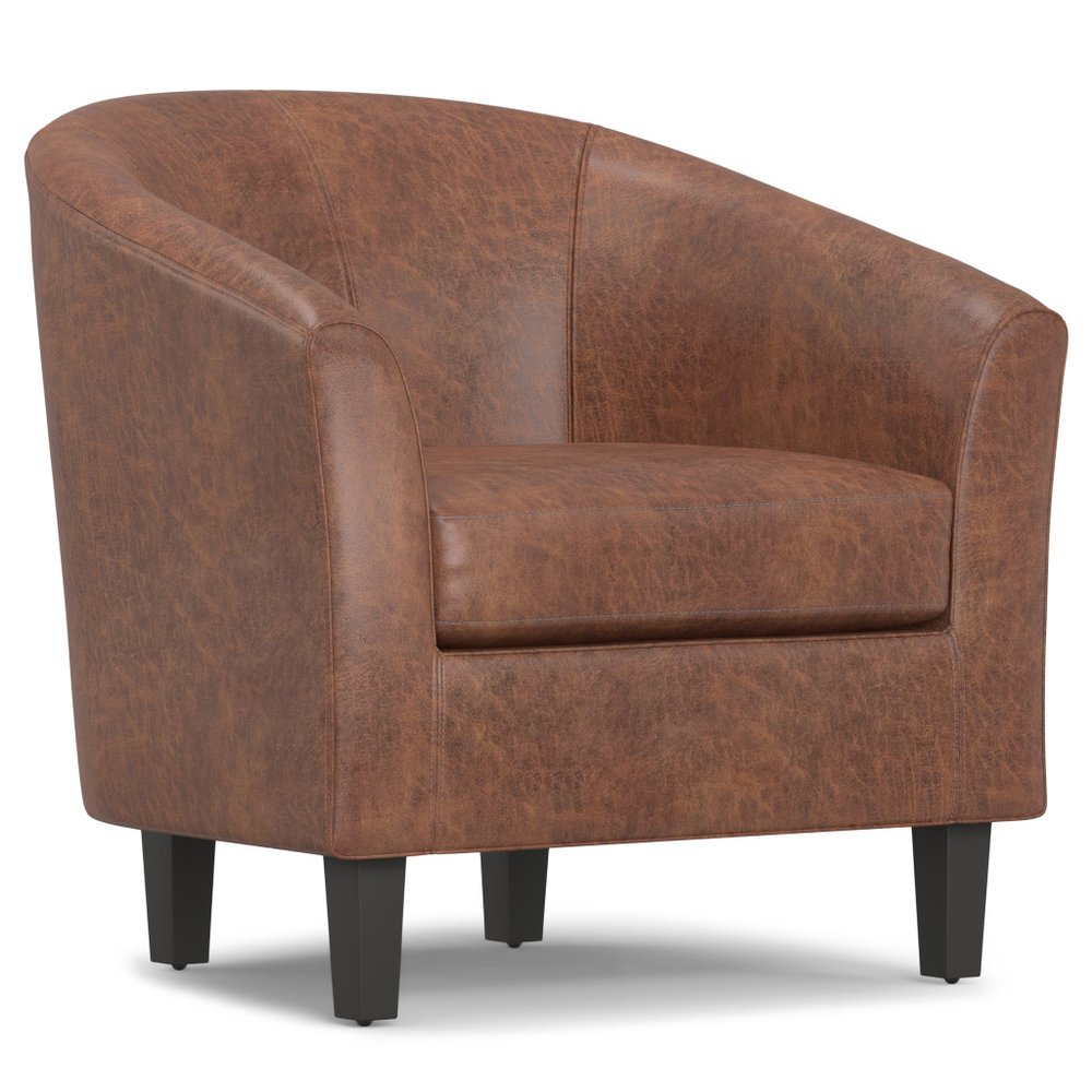 30" Brown and Dark Brown Leather Arm Chair HomeRoots