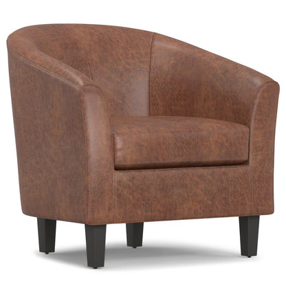 30" Brown and Dark Brown Leather Arm Chair HomeRoots