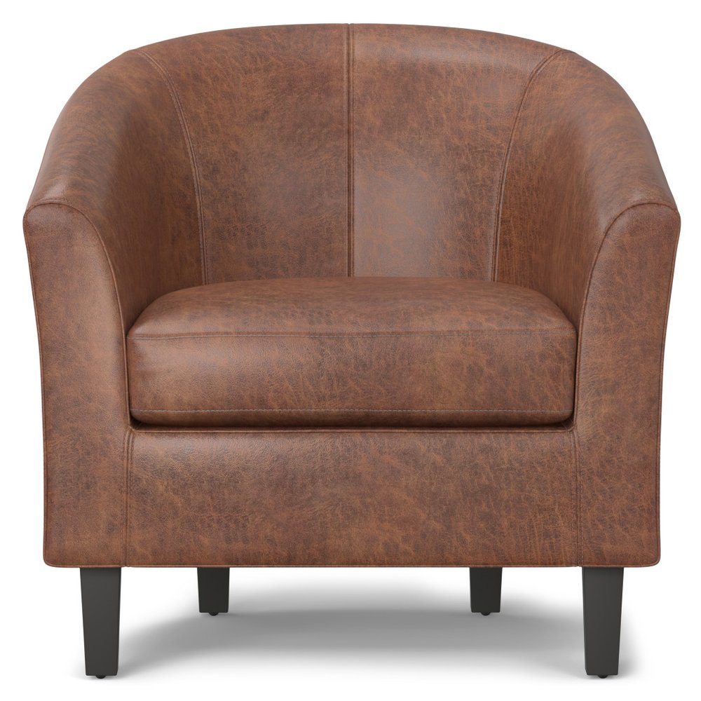 30" Brown and Dark Brown Leather Arm Chair HomeRoots