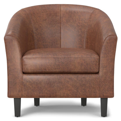 30" Brown and Dark Brown Leather Arm Chair HomeRoots