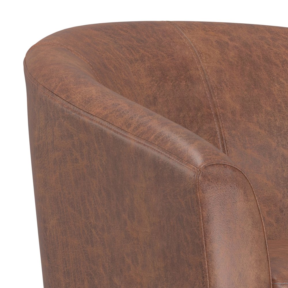 30" Brown and Dark Brown Leather Arm Chair HomeRoots
