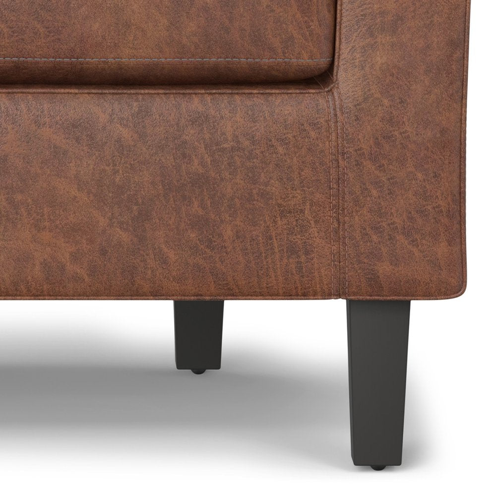 30" Brown and Dark Brown Leather Arm Chair HomeRoots