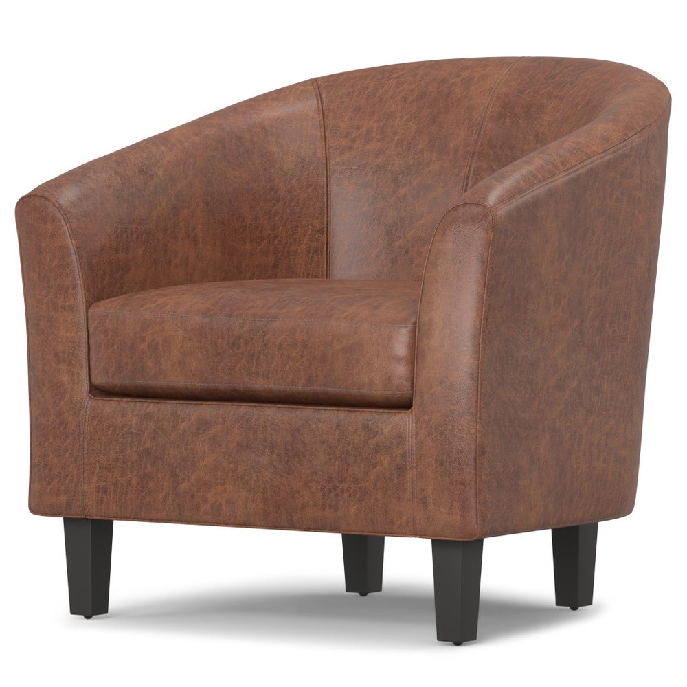30" Brown and Dark Brown Leather Arm Chair HomeRoots