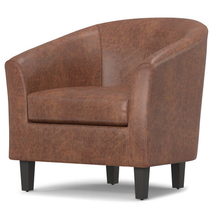 30" Brown and Dark Brown Leather Arm Chair HomeRoots
