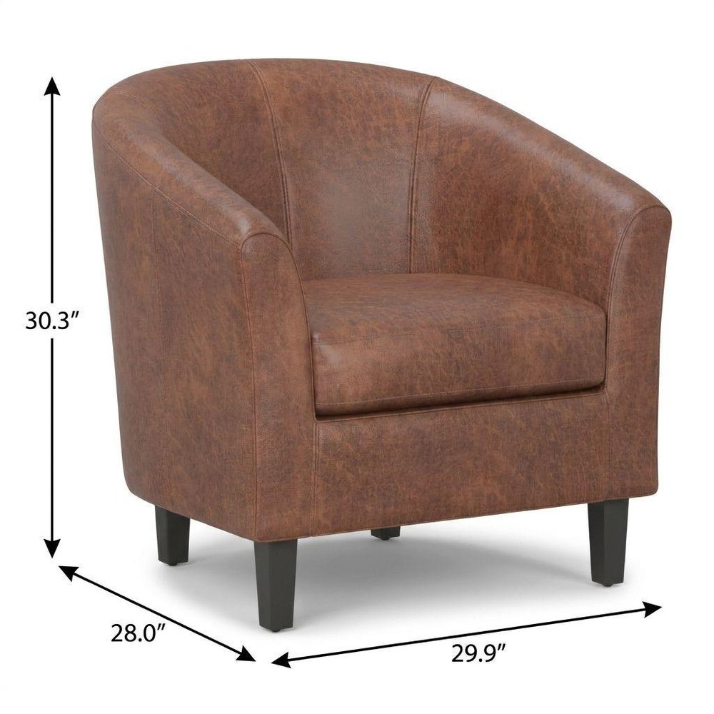 30" Brown and Dark Brown Leather Arm Chair HomeRoots