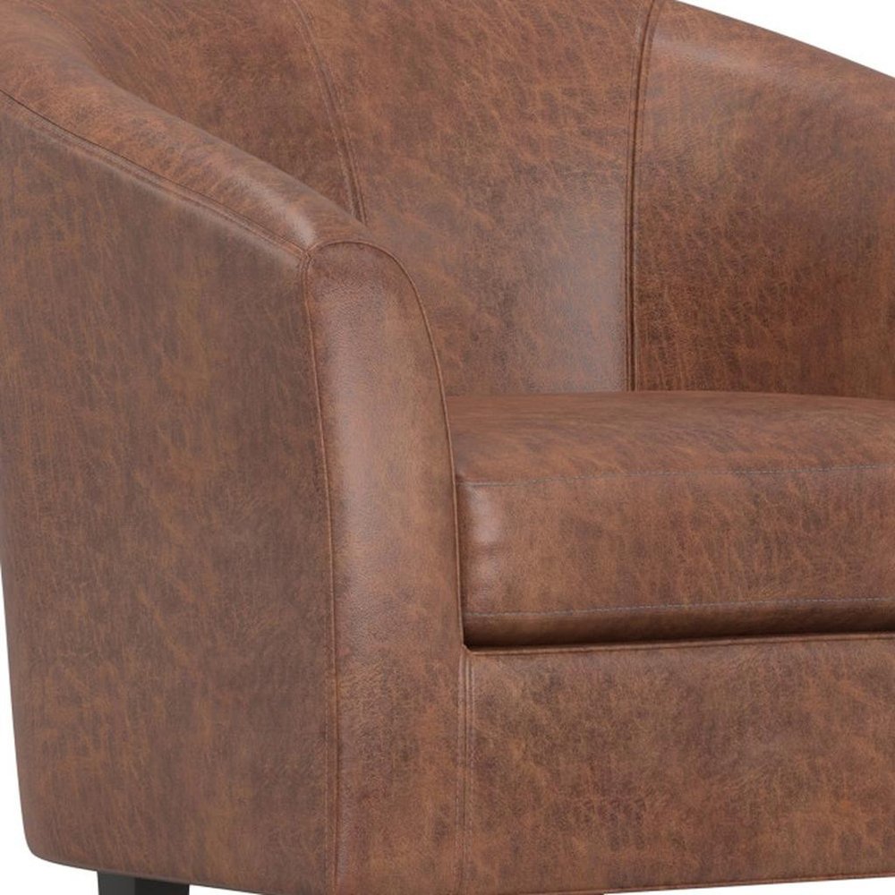 30" Brown and Dark Brown Leather Arm Chair HomeRoots