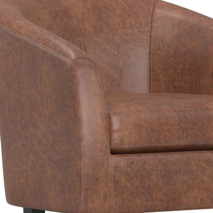 30" Brown and Dark Brown Leather Arm Chair HomeRoots