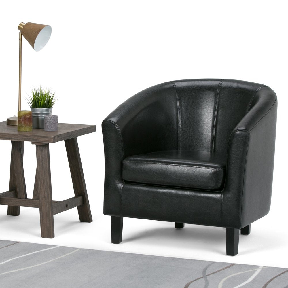 30" Black and Dark Brown Leather Arm Chair HomeRoots