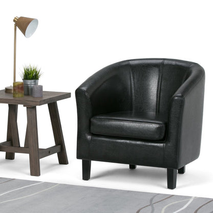 30" Black and Dark Brown Leather Arm Chair HomeRoots