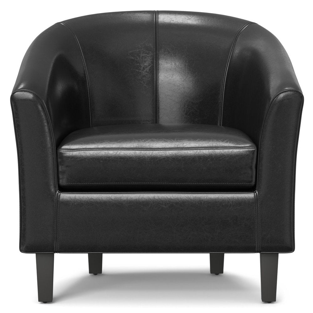 30" Black and Dark Brown Leather Arm Chair HomeRoots
